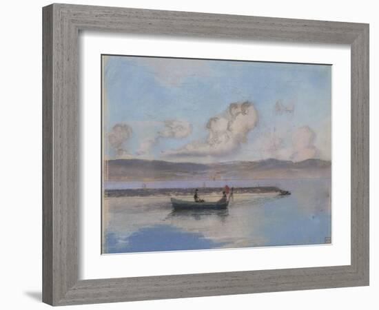 Marine: Boat Green in the Foreground with Two Figures-Charles Cottet-Framed Giclee Print