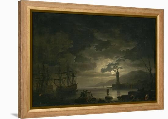 Marine, clair de lune-Claude Joseph Vernet-Framed Premier Image Canvas