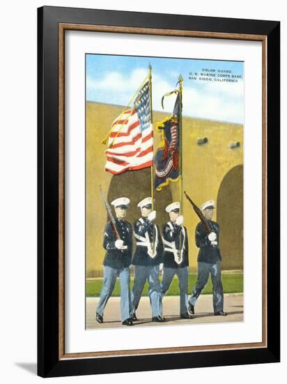 Marine Color Guard, San Diego, California-null-Framed Art Print