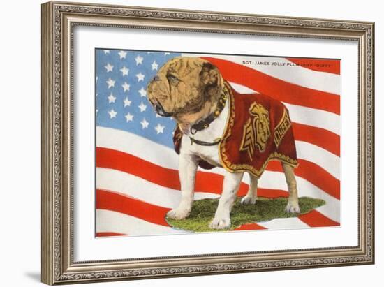 Marine Corp Boxer Dog with Flag-null-Framed Art Print