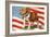 Marine Corp Boxer Dog with Flag-null-Framed Art Print