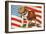 Marine Corp Boxer Dog with Flag-null-Framed Art Print