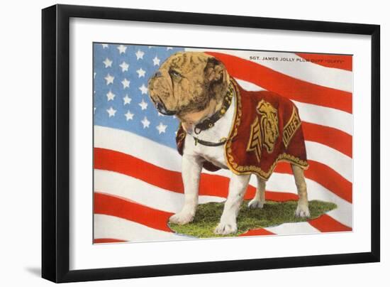 Marine Corp Boxer Dog with Flag-null-Framed Art Print