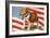 Marine Corp Boxer Dog with Flag-null-Framed Art Print