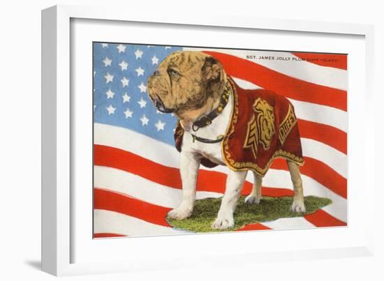 Marine Corp Boxer Dog with Flag-null-Framed Art Print