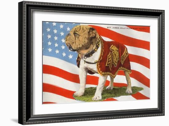 Marine Corp Boxer Dog with Flag-null-Framed Art Print