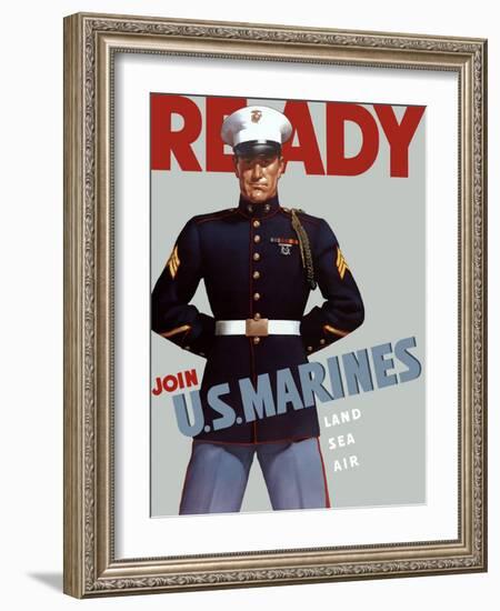 Marine Corps Recruiting Poster from World War II-Stocktrek Images-Framed Photographic Print