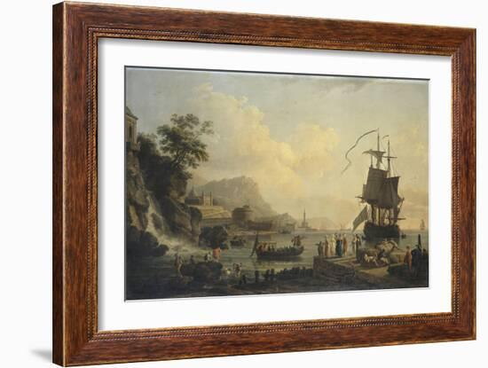 Marine et paysage sur les bords de la Méditérranée-Claude Joseph Vernet-Framed Giclee Print