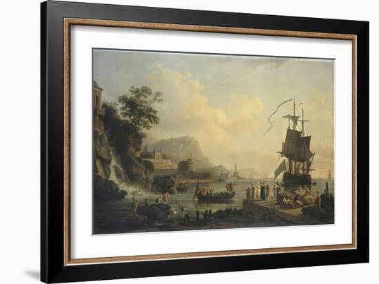 Marine et paysage sur les bords de la Méditérranée-Claude Joseph Vernet-Framed Giclee Print