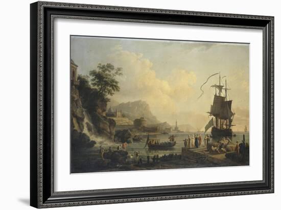 Marine et paysage sur les bords de la Méditérranée-Claude Joseph Vernet-Framed Giclee Print