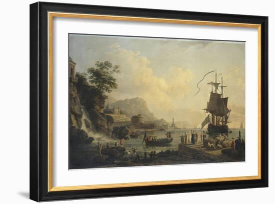 Marine et paysage sur les bords de la Méditérranée-Claude Joseph Vernet-Framed Giclee Print