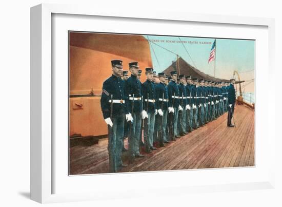 Marine Guard on Naval Warship-null-Framed Art Print