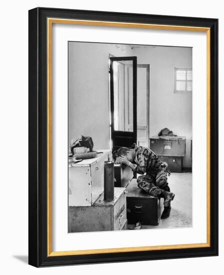 Marine Lance Corporal James C. Farley Crying in Office over Death of Friends During Vietnam War-Larry Burrows-Framed Photographic Print