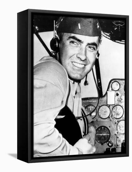 Marine Lieutentant Tyrone Power at the Naval Air Training Center in Corpus Christi, Texas, May 1944-null-Framed Stretched Canvas