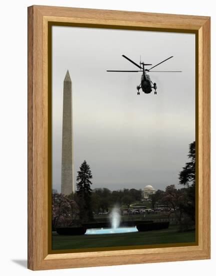 Marine One, with President Barack Obama Aboard, Leaves the White House in Washington-null-Framed Premier Image Canvas