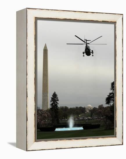 Marine One, with President Barack Obama Aboard, Leaves the White House in Washington-null-Framed Premier Image Canvas