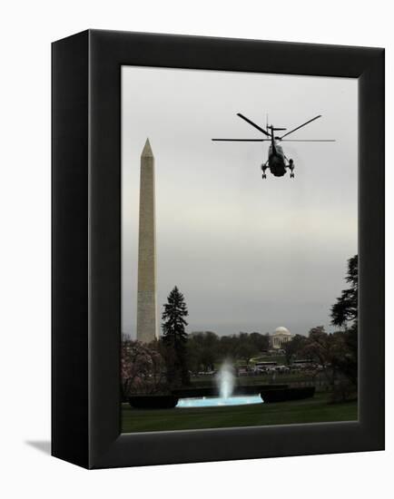 Marine One, with President Barack Obama Aboard, Leaves the White House in Washington-null-Framed Premier Image Canvas