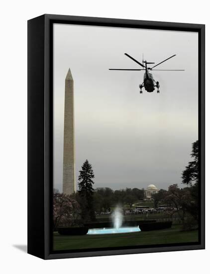 Marine One, with President Barack Obama Aboard, Leaves the White House in Washington-null-Framed Premier Image Canvas