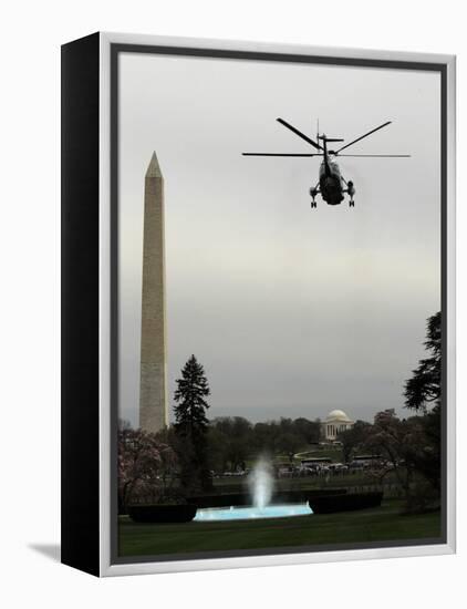 Marine One, with President Barack Obama Aboard, Leaves the White House in Washington-null-Framed Premier Image Canvas