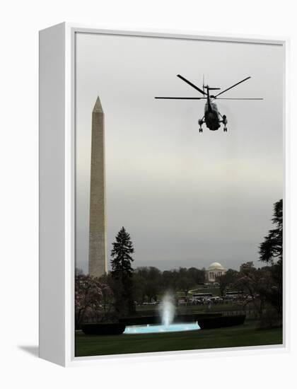 Marine One, with President Barack Obama Aboard, Leaves the White House in Washington-null-Framed Premier Image Canvas