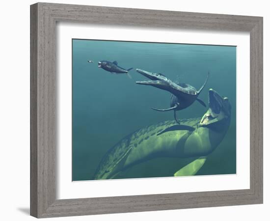 Marine Predators of the Cretaceous Period-Stocktrek Images-Framed Photographic Print