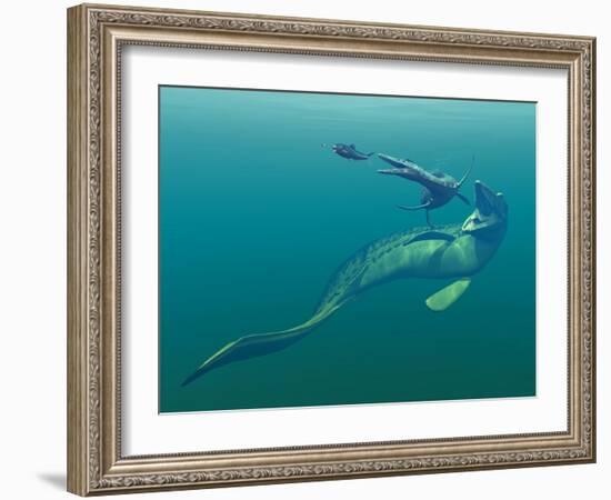 Marine Predators of the Cretaceous Period-Stocktrek Images-Framed Photographic Print