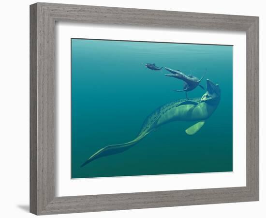 Marine Predators of the Cretaceous Period-Stocktrek Images-Framed Photographic Print