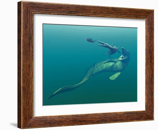 Marine Predators of the Cretaceous Period-Stocktrek Images-Framed Photographic Print