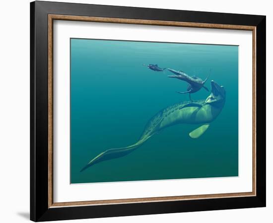 Marine Predators of the Cretaceous Period-Stocktrek Images-Framed Photographic Print