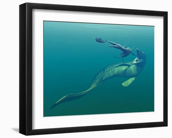 Marine Predators of the Cretaceous Period-Stocktrek Images-Framed Photographic Print