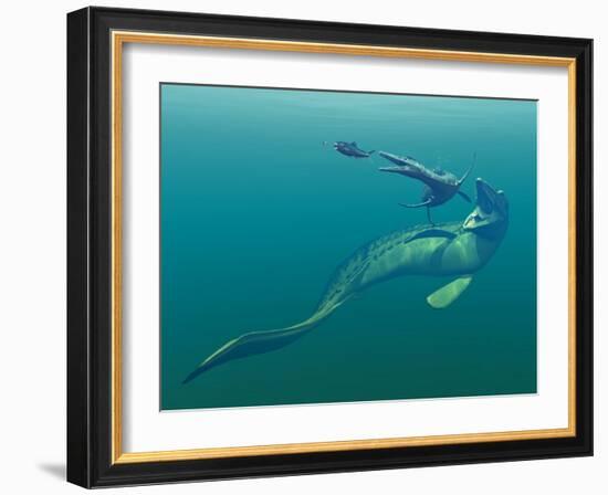 Marine Predators of the Cretaceous Period-Stocktrek Images-Framed Photographic Print