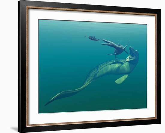 Marine Predators of the Cretaceous Period-Stocktrek Images-Framed Photographic Print