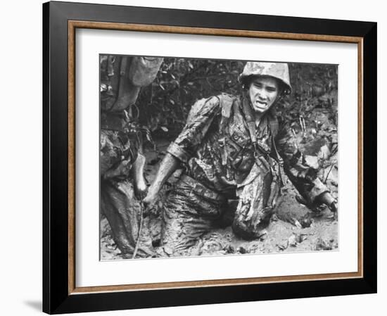 Marine Sinking Into Mud-Larry Burrows-Framed Photographic Print