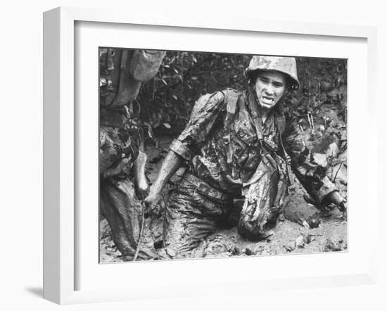 Marine Sinking Into Mud-Larry Burrows-Framed Photographic Print