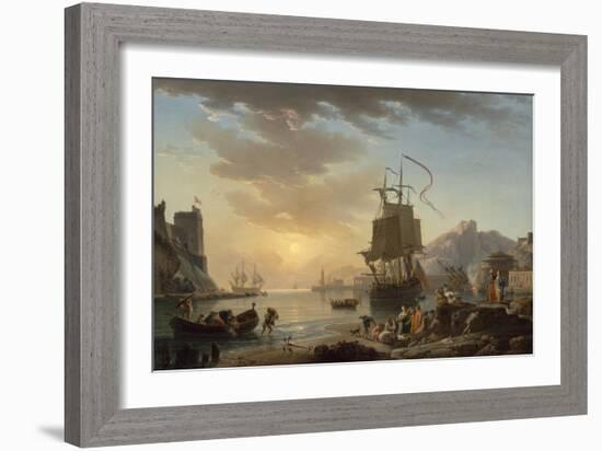 Marine, soleil couchant-Claude Joseph Vernet-Framed Giclee Print