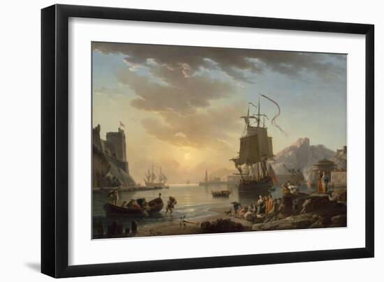 Marine, soleil couchant-Claude Joseph Vernet-Framed Giclee Print