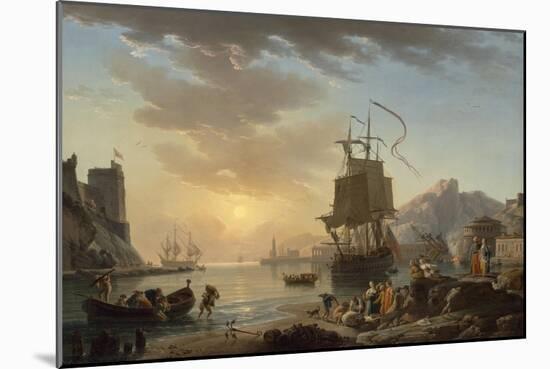 Marine, soleil couchant-Claude Joseph Vernet-Mounted Giclee Print