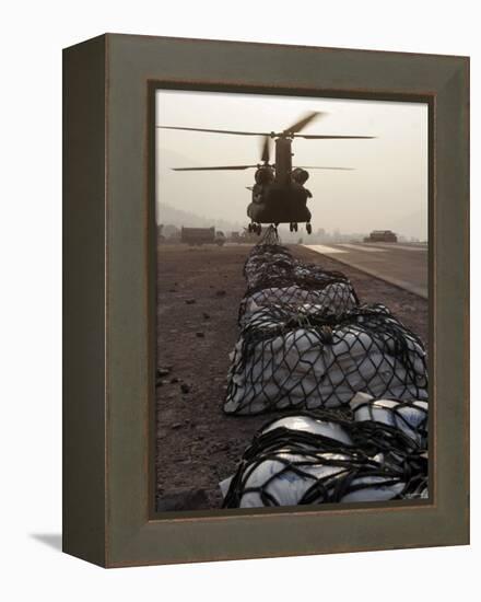 Marine Specialists Attach Sling Loads to the Body of an Army CH-47 Chinook Cargo Helicopter-Stocktrek Images-Framed Premier Image Canvas