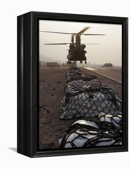 Marine Specialists Attach Sling Loads to the Body of an Army CH-47 Chinook Cargo Helicopter-Stocktrek Images-Framed Premier Image Canvas