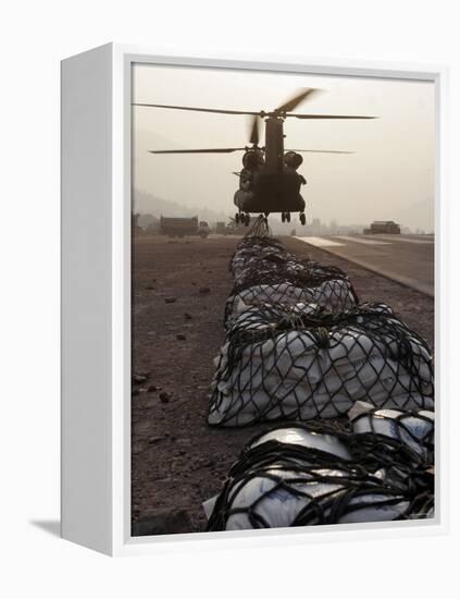 Marine Specialists Attach Sling Loads to the Body of an Army CH-47 Chinook Cargo Helicopter-Stocktrek Images-Framed Premier Image Canvas
