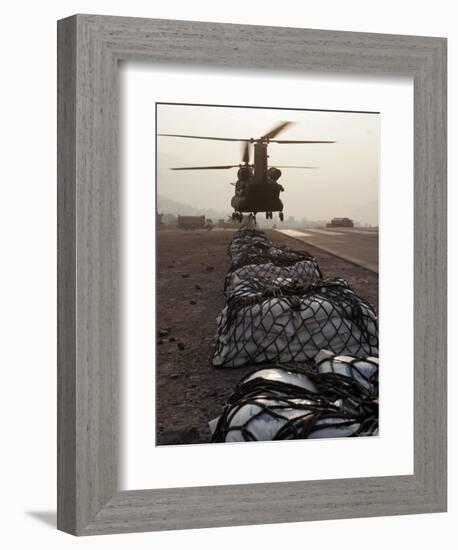 Marine Specialists Attach Sling Loads to the Body of an Army CH-47 Chinook Cargo Helicopter-Stocktrek Images-Framed Photographic Print