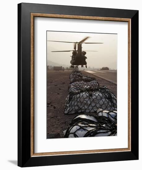 Marine Specialists Attach Sling Loads to the Body of an Army CH-47 Chinook Cargo Helicopter-Stocktrek Images-Framed Photographic Print