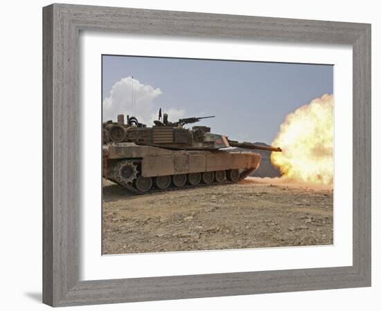 Marines Bombard Through a Live Fire Range Using M1A1 Abrams Tanks-Stocktrek Images-Framed Photographic Print