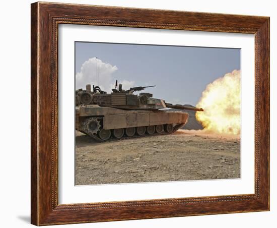 Marines Bombard Through a Live Fire Range Using M1A1 Abrams Tanks-Stocktrek Images-Framed Photographic Print