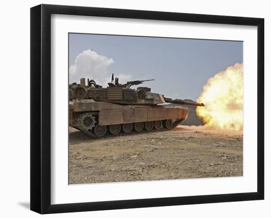 Marines Bombard Through a Live Fire Range Using M1A1 Abrams Tanks-Stocktrek Images-Framed Photographic Print