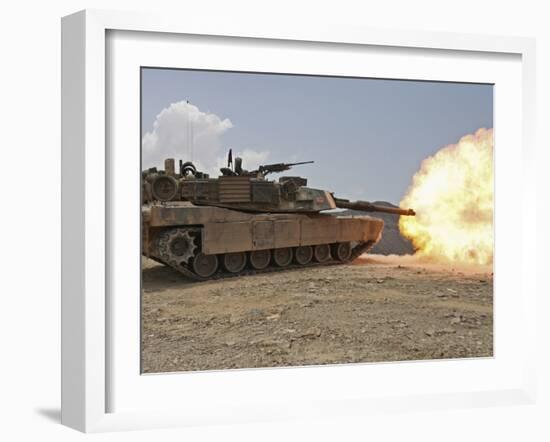 Marines Bombard Through a Live Fire Range Using M1A1 Abrams Tanks-Stocktrek Images-Framed Photographic Print