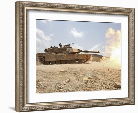 Marines Bombard Through a Live Fire Range Using M1A1 Abrams Tanks-Stocktrek Images-Framed Photographic Print