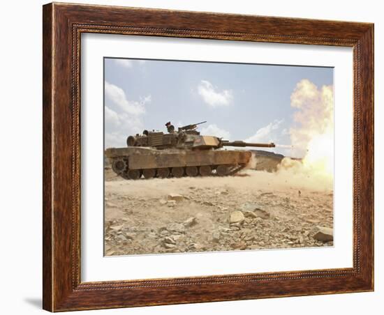 Marines Bombard Through a Live Fire Range Using M1A1 Abrams Tanks-Stocktrek Images-Framed Photographic Print