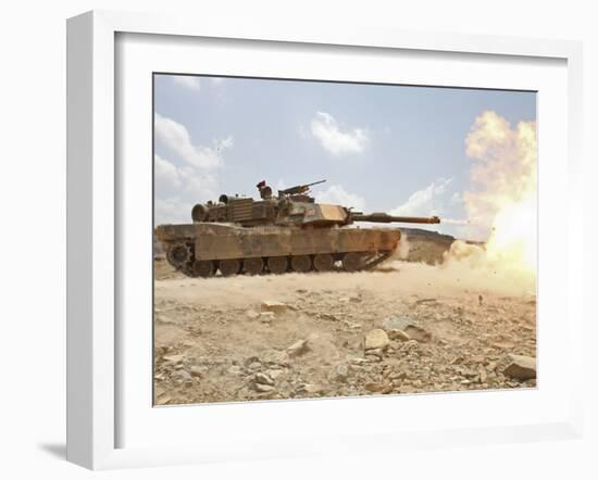 Marines Bombard Through a Live Fire Range Using M1A1 Abrams Tanks-Stocktrek Images-Framed Photographic Print