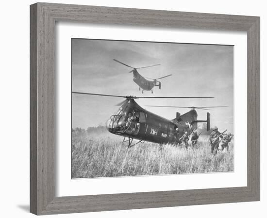 Marines Fanning Out from Their Twin Rotor Piasecki-Hank Walker-Framed Photographic Print